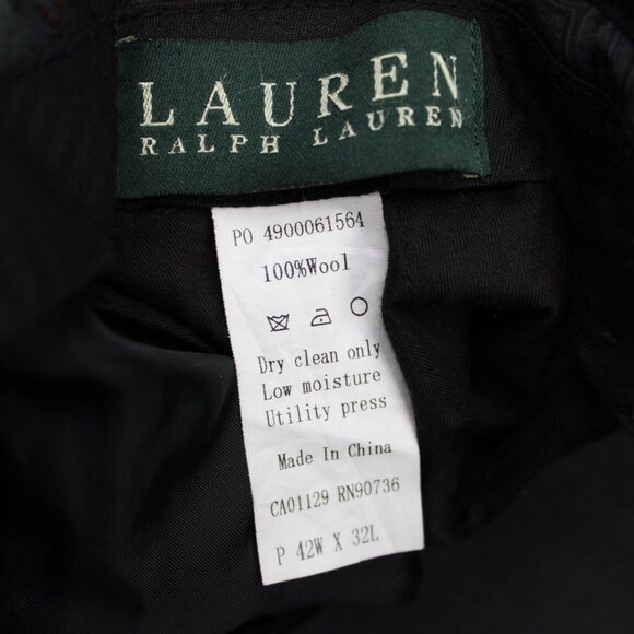 LAUREN Ralph Lauren Dress Pants Mens 42x32 Gray 100% Wool Flat Front Straight - Picture 10 of 11